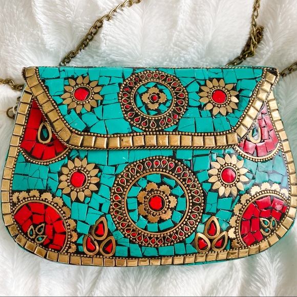 Anthropologie Handbags - Anthropologie ANTIK KRAFT Metal Clutch Purse